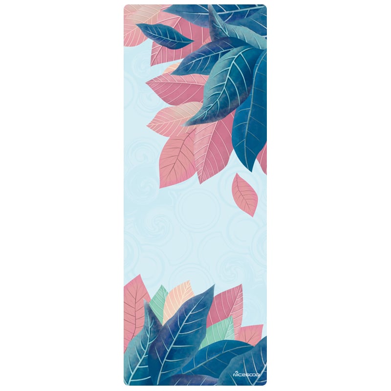 Йога мат, флорален модел, 1,5 мм дебелина, противохлъзгаща, сгъваема