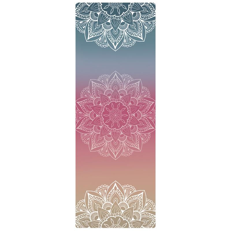 Йога мат, флорален модел, 1,5 мм дебелина, противохлъзгаща, сгъваема