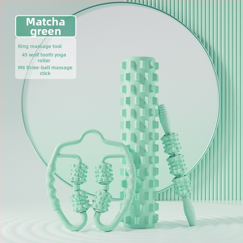 Sanfan jogos masažo rinkinys — putplasčio volelis EVA+PVC, spygliuota masažo lazdelė, fascijos kamuolys