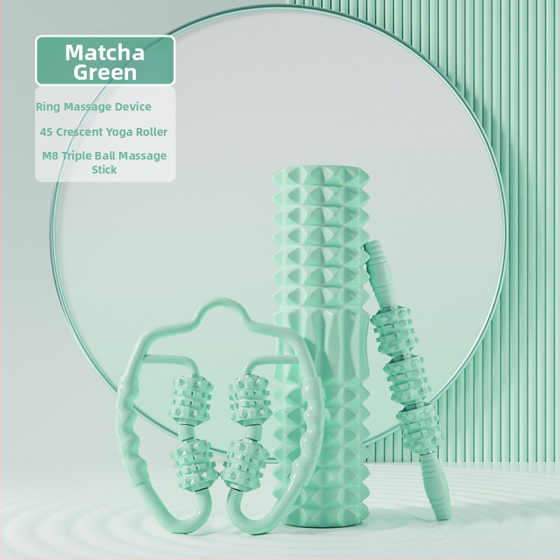 Sanfan jogos masažo rinkinys — putplasčio volelis EVA+PVC, spygliuota masažo lazdelė, fascijos kamuolys