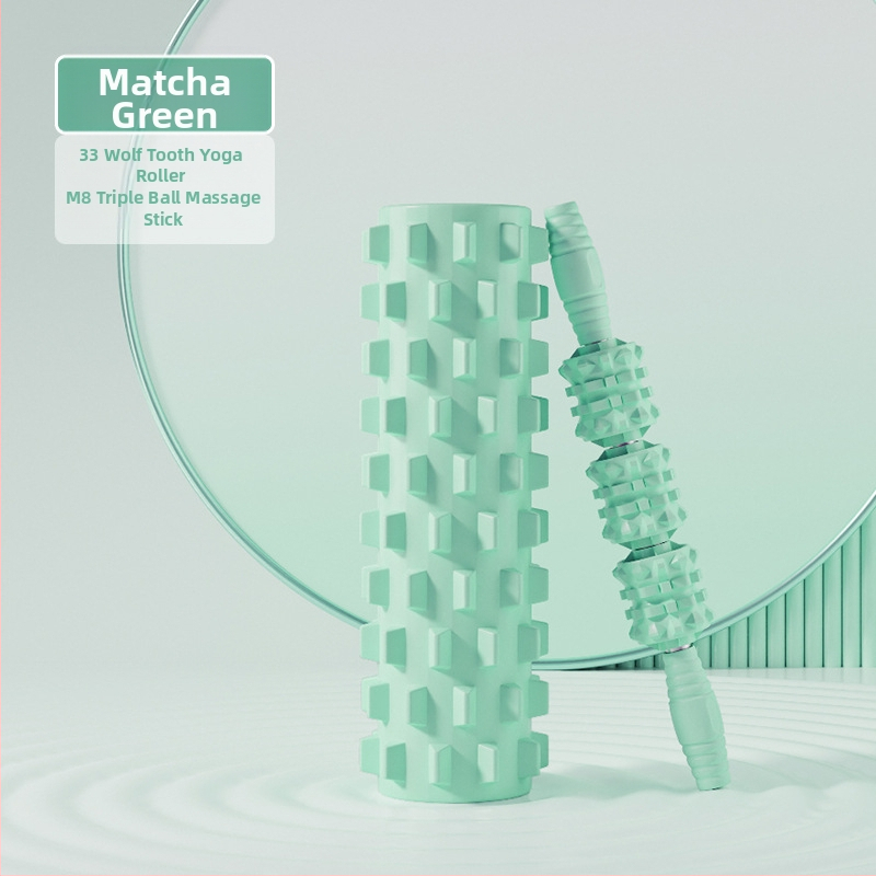 Sanfan jogos masažo rinkinys — putplasčio volelis EVA+PVC, spygliuota masažo lazdelė, fascijos kamuolys