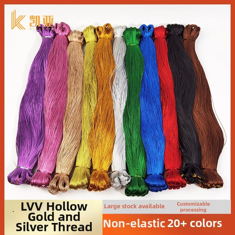 Fémes poliészter fonal, 8-szálas üreges belsővel, ideális kötéshez, ajándékcsomagoláshoz és hímzéshez