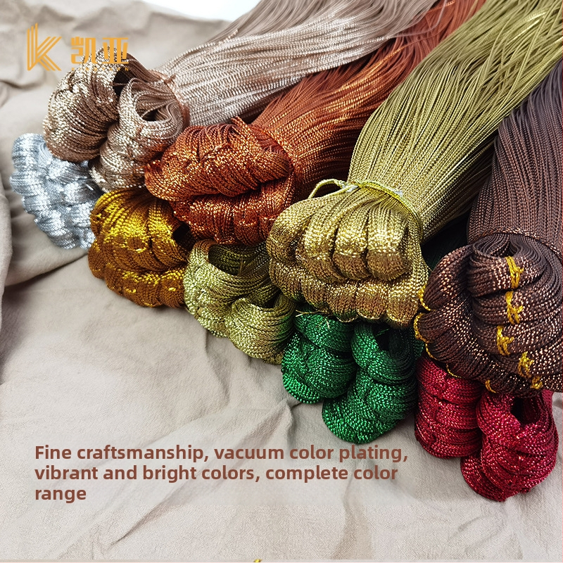 Fémes poliészter fonal, 8-szálas üreges belsővel, ideális kötéshez, ajándékcsomagoláshoz és hímzéshez