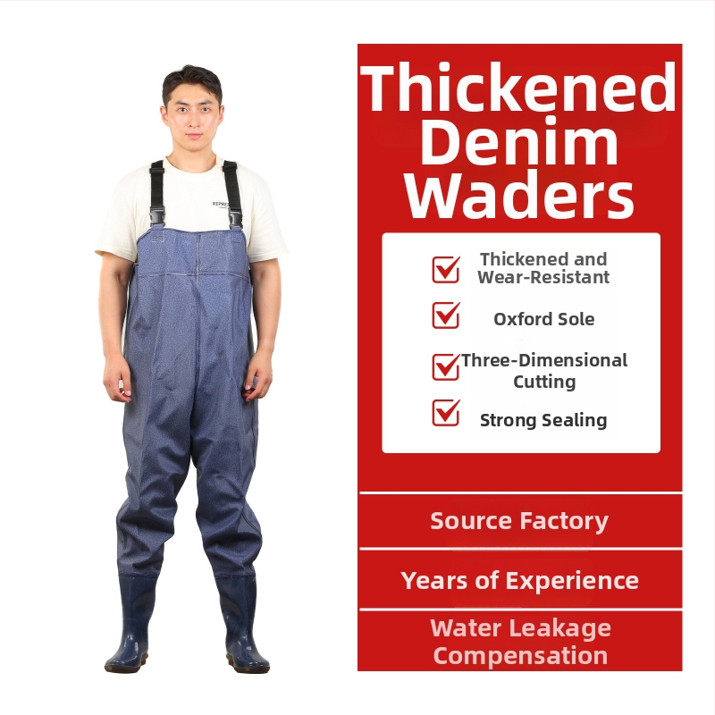 PVC megzti vandeniui atsparūs žvejybos kelnes, skirtos vaikščioti vandenyje, su 1 kišene