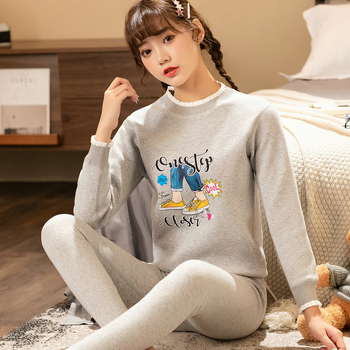 Termalni set za tinejdžerice, mješavina materijala s flisom, dvostruki sloj, okrugli izrez, dugi rukav, gornji dio + hlače