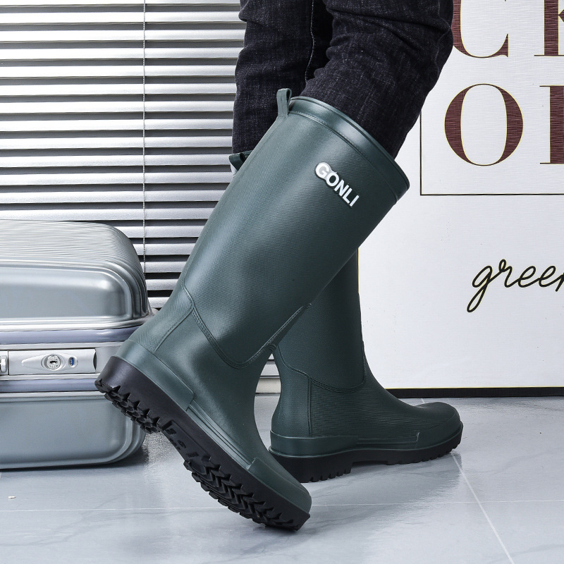 Vyriniai vandeniui atsparūs guminiai auliniai batai su aukštu kaklu ir plastmasine viršutine dalimi, skirtas lauko žvejybai ir darbui