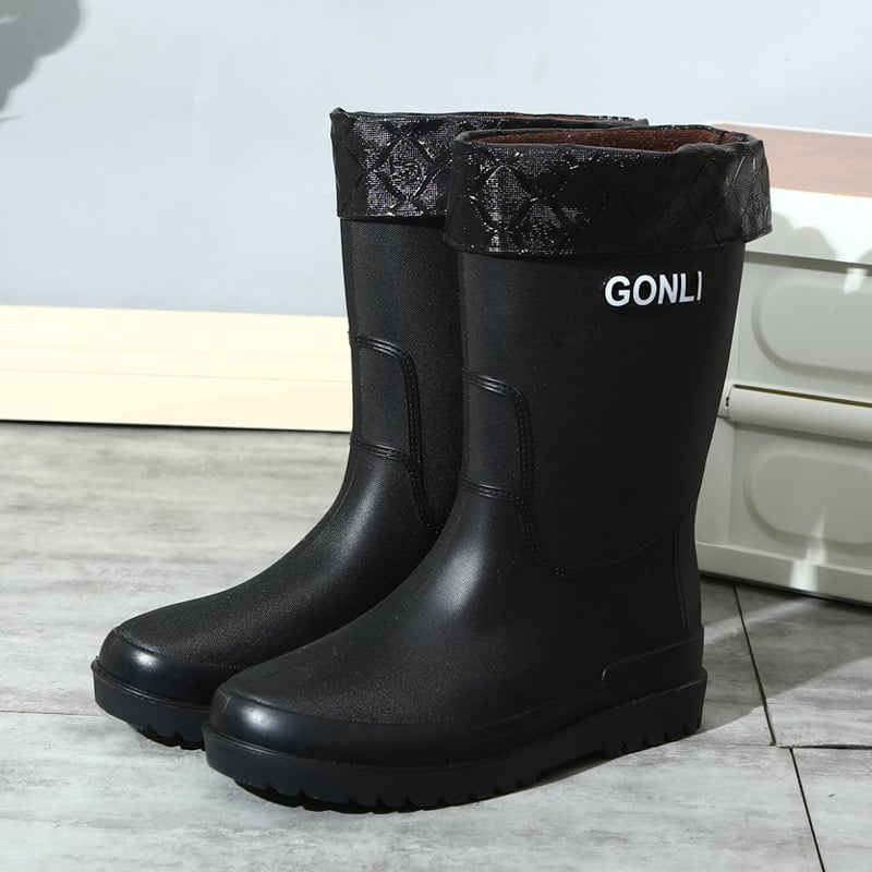 Vyriniai vandeniui atsparūs guminiai auliniai batai su aukštu kaklu ir plastmasine viršutine dalimi, skirtas lauko žvejybai ir darbui