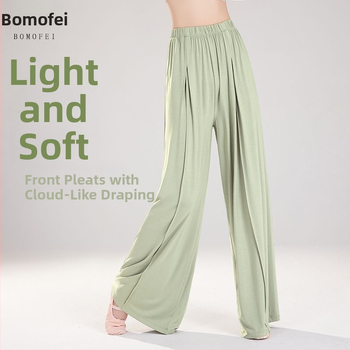 Moteriškos poliesterinės šokių kelnės su plačiomis kojomis, liaudies šokių stiliui, 2025 m. pavasaris