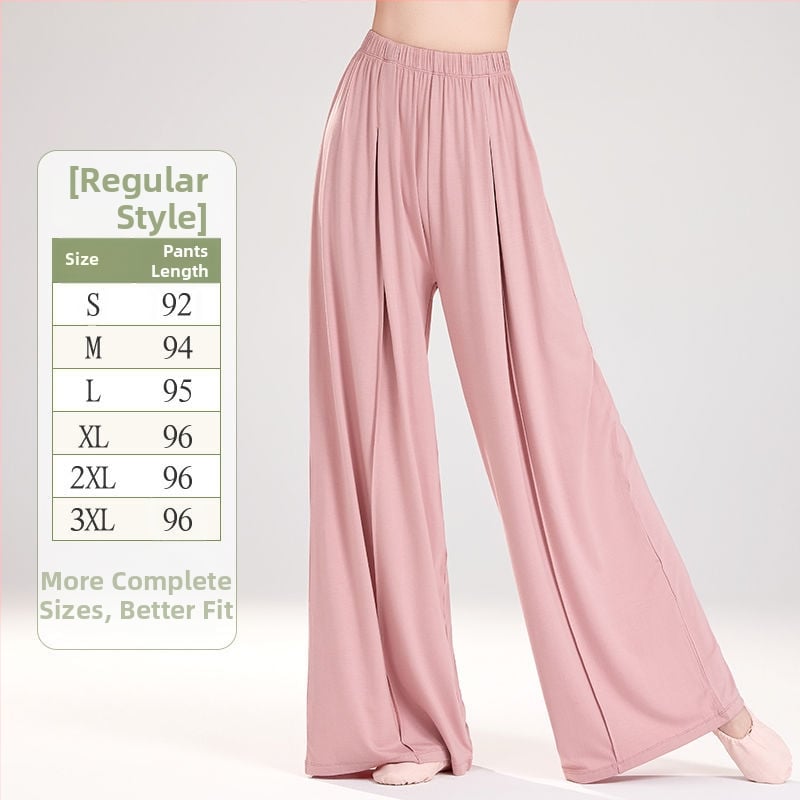 Moteriškos poliesterinės šokių kelnės su plačiomis kojomis, liaudies šokių stiliui, 2025 m. pavasaris
