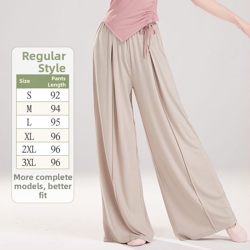 Moteriškos poliesterinės šokių kelnės su plačiomis kojomis, liaudies šokių stiliui, 2025 m. pavasaris