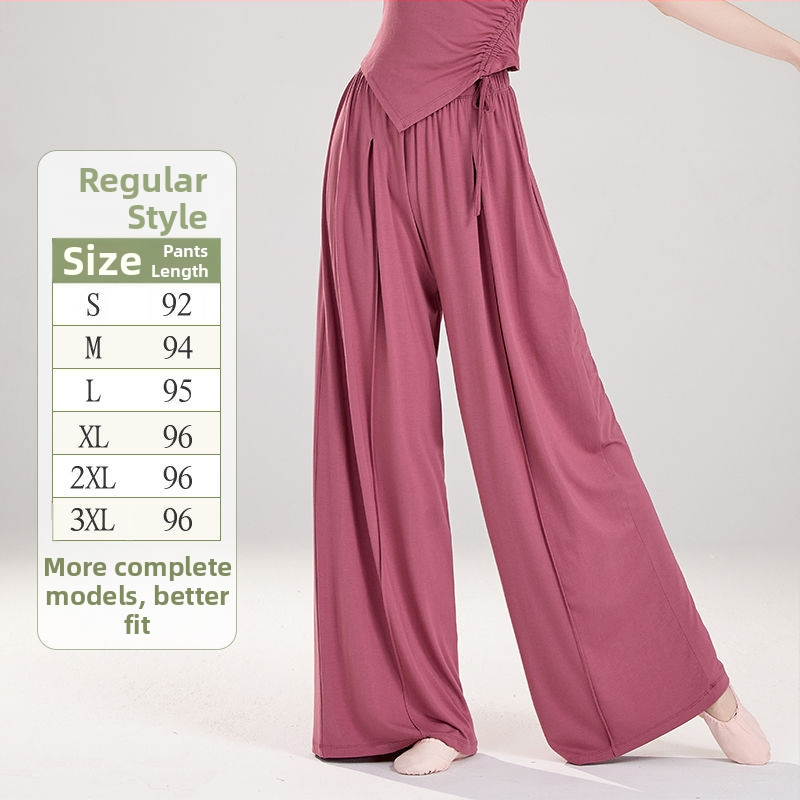 Moteriškos poliesterinės šokių kelnės su plačiomis kojomis, liaudies šokių stiliui, 2025 m. pavasaris