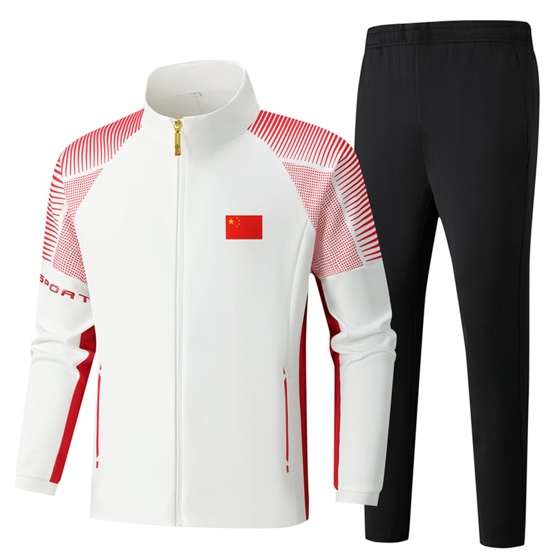 Unisex dryžuotas treniruočių komplektas su ilgomis rankovėmis ir revero apykakle, medvilnė, dviejų dalių sportinis kostiumas žiemai, pavasariui ir rudeniui