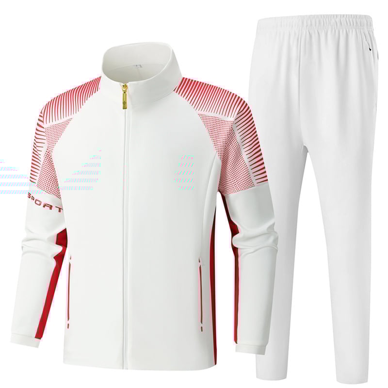 Unisex dryžuotas treniruočių komplektas su ilgomis rankovėmis ir revero apykakle, medvilnė, dviejų dalių sportinis kostiumas žiemai, pavasariui ir rudeniui