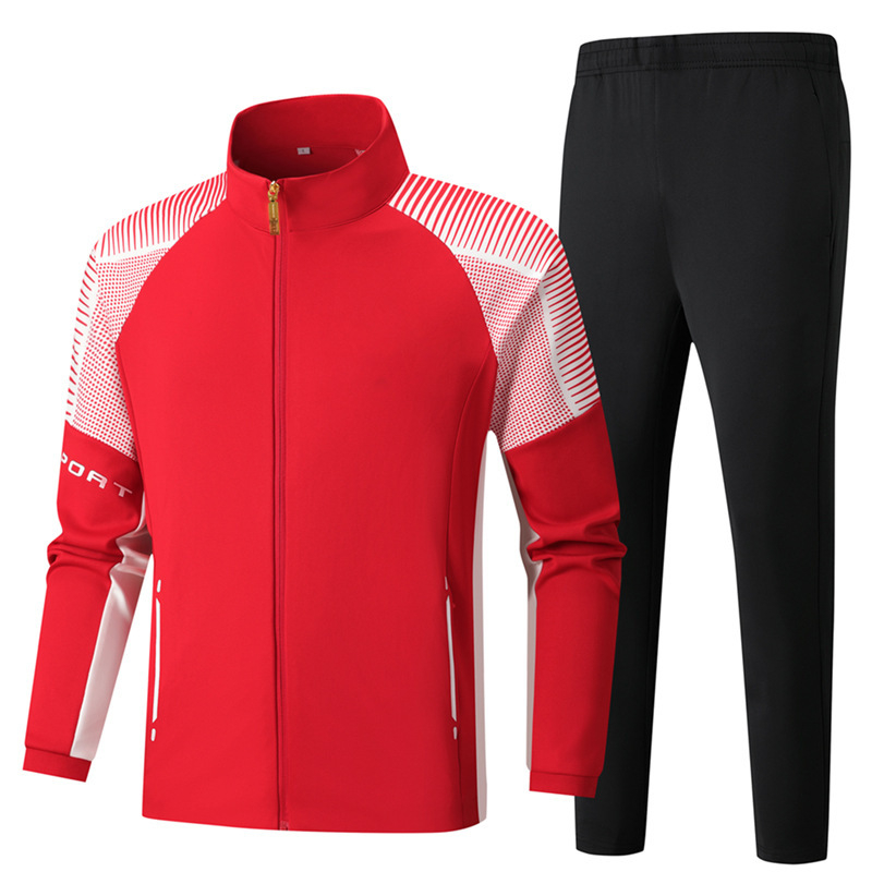 Unisex dryžuotas treniruočių komplektas su ilgomis rankovėmis ir revero apykakle, medvilnė, dviejų dalių sportinis kostiumas žiemai, pavasariui ir rudeniui