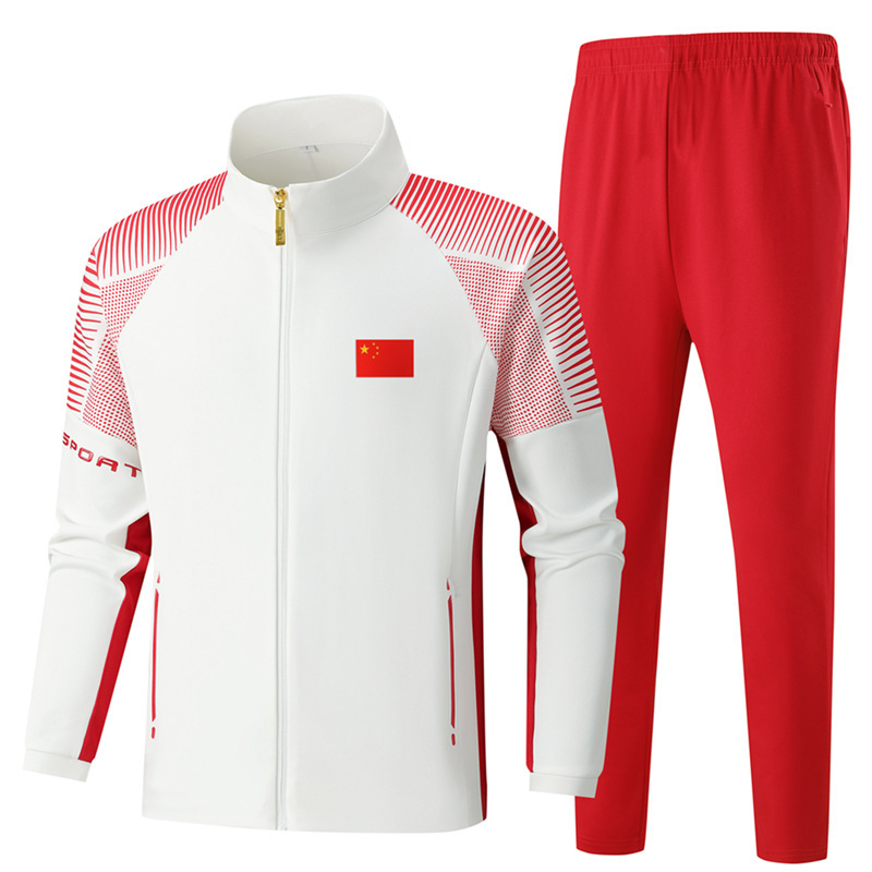 Unisex dryžuotas treniruočių komplektas su ilgomis rankovėmis ir revero apykakle, medvilnė, dviejų dalių sportinis kostiumas žiemai, pavasariui ir rudeniui