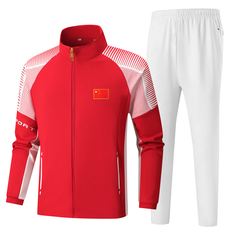 Unisex dryžuotas treniruočių komplektas su ilgomis rankovėmis ir revero apykakle, medvilnė, dviejų dalių sportinis kostiumas žiemai, pavasariui ir rudeniui