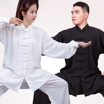 Tai Chi kostiumas moterims, Taoistų uniforma iš kanapių su Vinylon 31–50%, įdaila iš kanapės ir lino 31–50%, tinkamas vyresnėms moterims