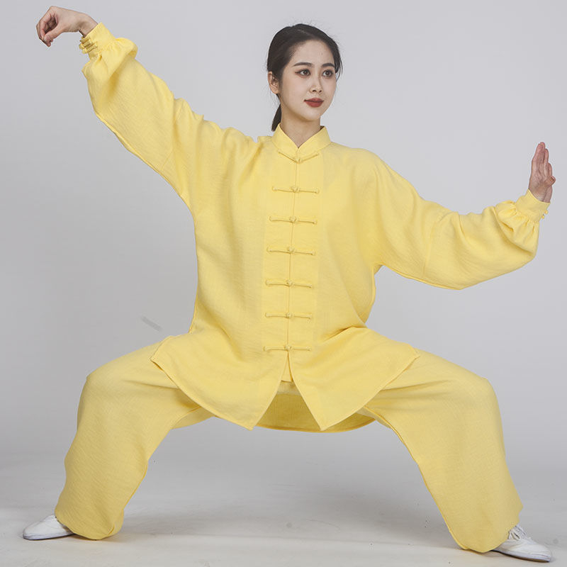 Tai Chi kostiumas moterims, Taoistų uniforma iš kanapių su Vinylon 31–50%, įdaila iš kanapės ir lino 31–50%, tinkamas vyresnėms moterims