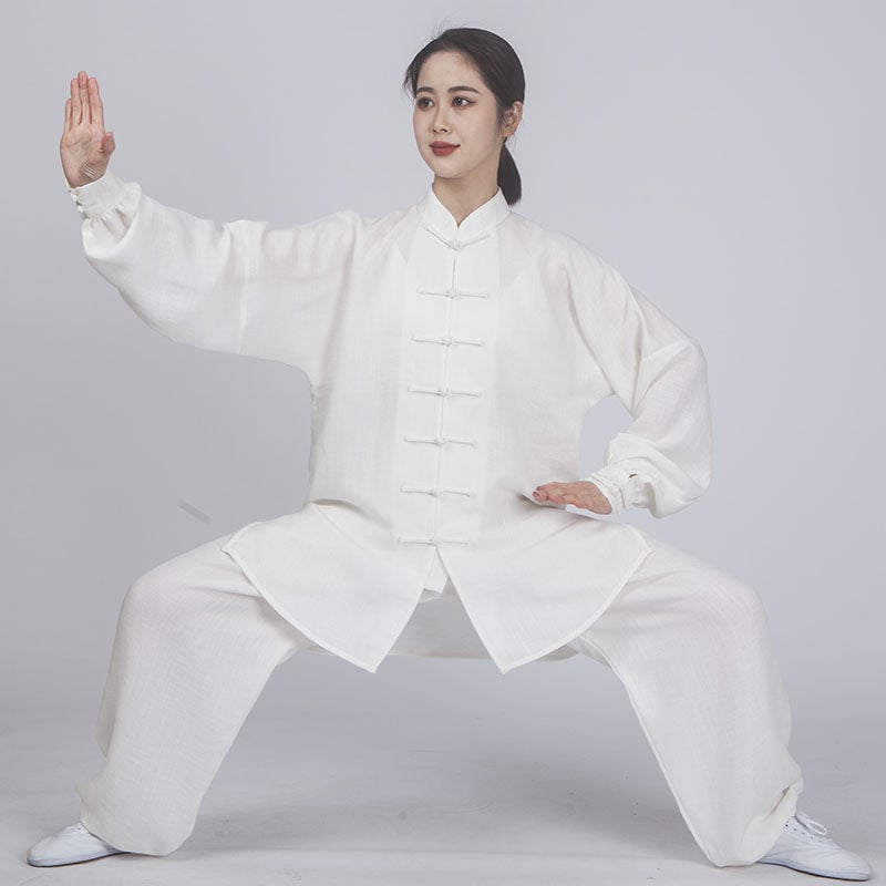 Tai Chi kostiumas moterims, Taoistų uniforma iš kanapių su Vinylon 31–50%, įdaila iš kanapės ir lino 31–50%, tinkamas vyresnėms moterims