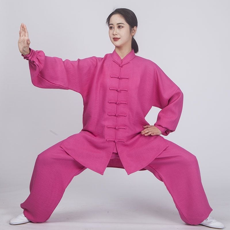 Tai Chi kostiumas moterims, Taoistų uniforma iš kanapių su Vinylon 31–50%, įdaila iš kanapės ir lino 31–50%, tinkamas vyresnėms moterims