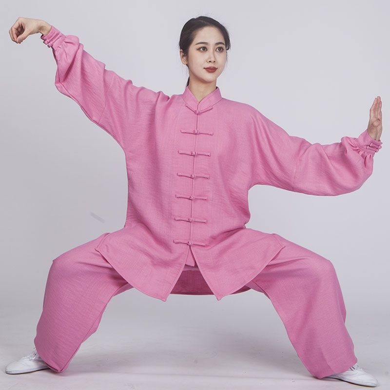 Tai Chi kostiumas moterims, Taoistų uniforma iš kanapių su Vinylon 31–50%, įdaila iš kanapės ir lino 31–50%, tinkamas vyresnėms moterims