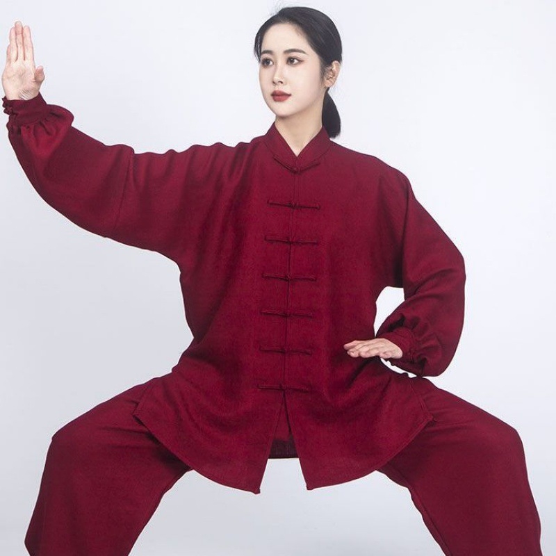 Tai Chi kostiumas moterims, Taoistų uniforma iš kanapių su Vinylon 31–50%, įdaila iš kanapės ir lino 31–50%, tinkamas vyresnėms moterims