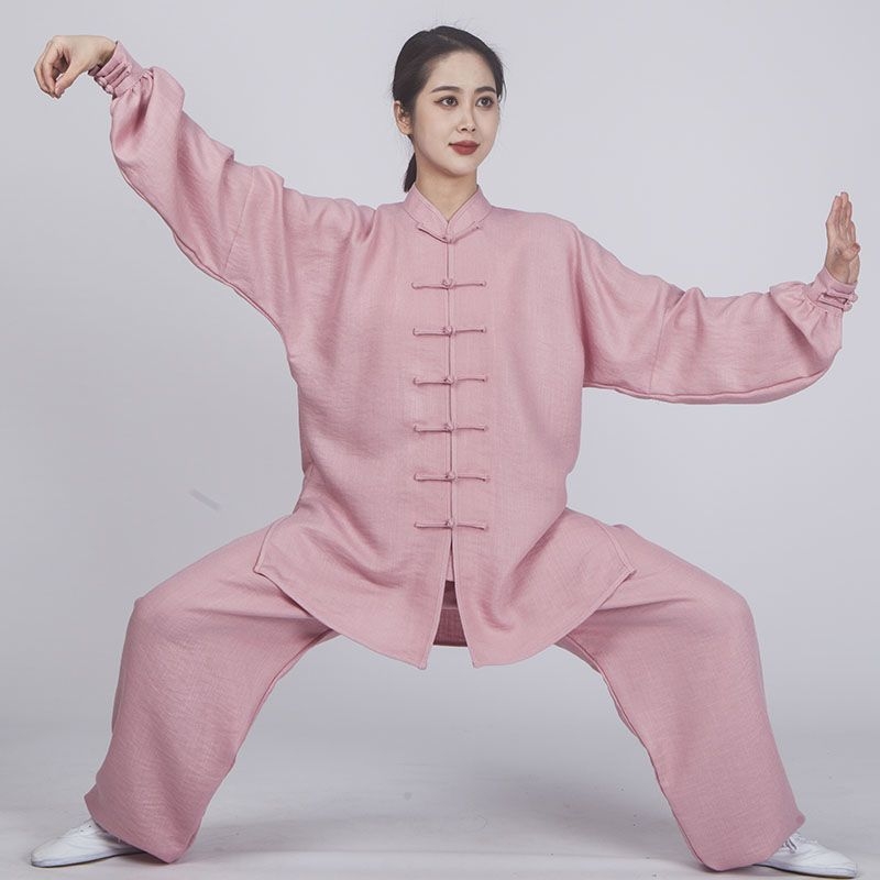 Tai Chi kostiumas moterims, Taoistų uniforma iš kanapių su Vinylon 31–50%, įdaila iš kanapės ir lino 31–50%, tinkamas vyresnėms moterims
