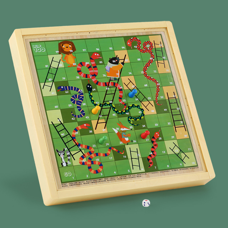 Magnētiska koka galda šaha dēļa bērniem – viss vienā, izglītojoša puzle spēle (3-6 gadi)