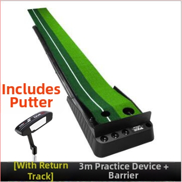 Golfa puttinga treniņkomplekta ar atgriezeno bumbu un barjeru, pārnēsājams, plastmasas mākslīgais zālens; logotipa druka; pielāgošana pieejama