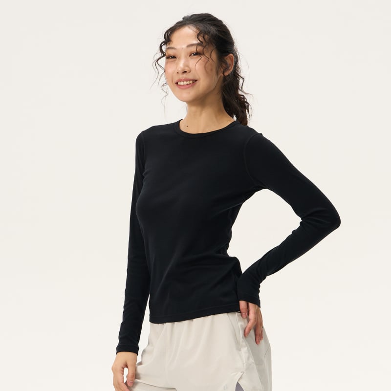 Grey Shell Merino Wool Quick-Dry Μακριά Μανίκια T‑Shirt Γυναικών – Διαπνοή, Αθλητικό Για Πεζοπορία και Τρέξιμο