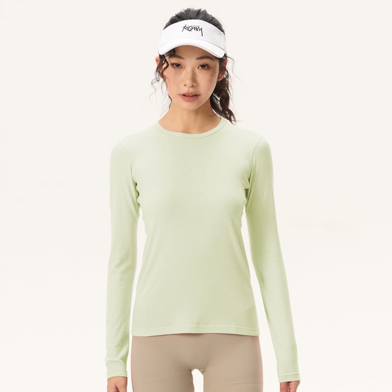 Grey Shell Merino Wool Quick-Dry Μακριά Μανίκια T‑Shirt Γυναικών – Διαπνοή, Αθλητικό Για Πεζοπορία και Τρέξιμο