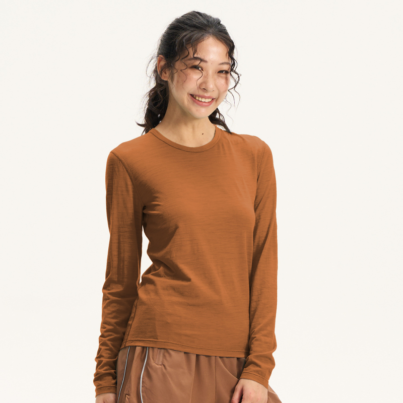 Grey Shell Merino Wool Quick-Dry Μακριά Μανίκια T‑Shirt Γυναικών – Διαπνοή, Αθλητικό Για Πεζοπορία και Τρέξιμο