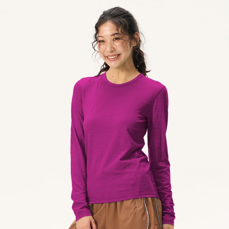 Grey Shell Merino Wool Quick-Dry Μακριά Μανίκια T‑Shirt Γυναικών – Διαπνοή, Αθλητικό Για Πεζοπορία και Τρέξιμο