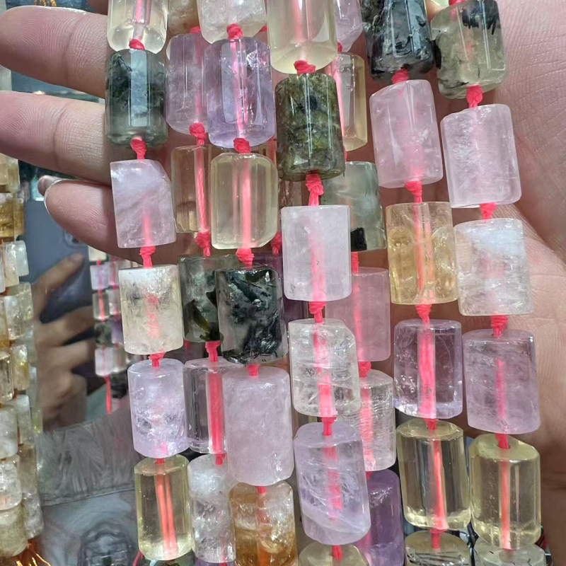 Természetes kristályból készült facettált cilindrikus gyöngyök DIY karkötők és nyakláncokhoz