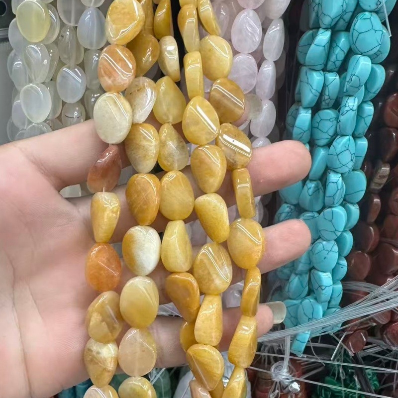 Prirodni kristal tigrovo oko agat u jajastu obliku, uvijene perle za DIY nakit – slobodne perle, poluproizvodi