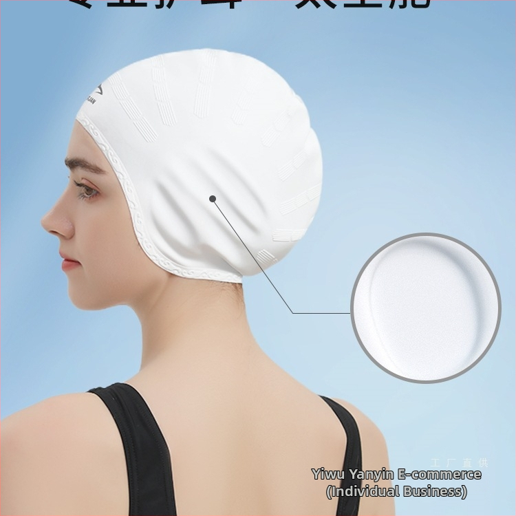 Silikónová plavecká čiapka, voľný strih, unisex dospelí, vhodná pre dlhé vlasy, ochrana uší