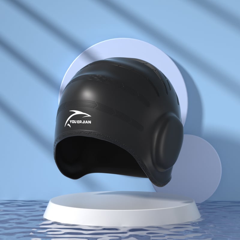 Silikona peldēšanas cepure, brīvi pieguļoša, universāla pieaugušajiem, piemērota gariem matiem, ausu aizsardzība