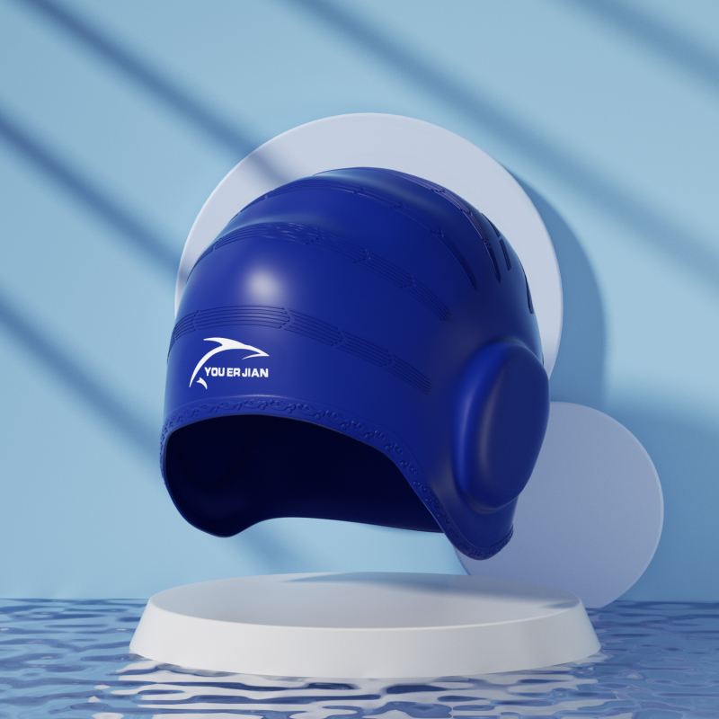 Silikona peldēšanas cepure, brīvi pieguļoša, universāla pieaugušajiem, piemērota gariem matiem, ausu aizsardzība