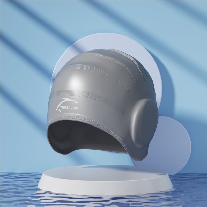 Silikona peldēšanas cepure, brīvi pieguļoša, universāla pieaugušajiem, piemērota gariem matiem, ausu aizsardzība