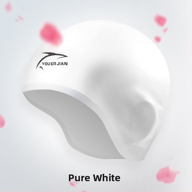 Silikona peldēšanas cepure, brīvi pieguļoša, universāla pieaugušajiem, piemērota gariem matiem, ausu aizsardzība