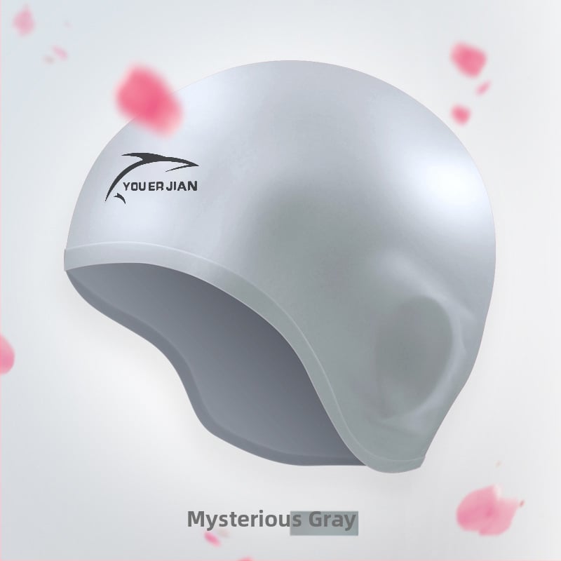 Silikona peldēšanas cepure, brīvi pieguļoša, universāla pieaugušajiem, piemērota gariem matiem, ausu aizsardzība