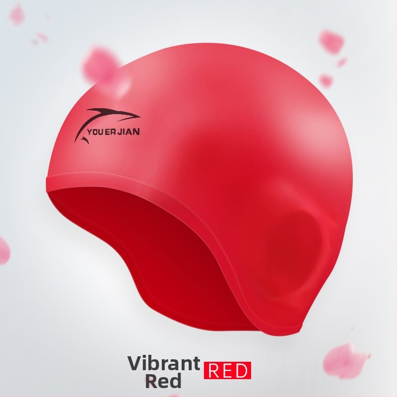 Silikona peldēšanas cepure, brīvi pieguļoša, universāla pieaugušajiem, piemērota gariem matiem, ausu aizsardzība