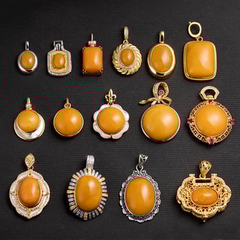 Vėrinys su gintaro pakabuku, geometrinis dizainas, S925 sidabro įdėklas, Xingyu Jewelry, lengvas prabangos stilius