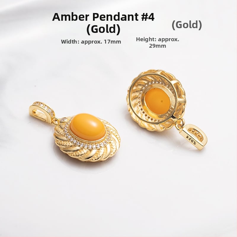 Vėrinys su gintaro pakabuku, geometrinis dizainas, S925 sidabro įdėklas, Xingyu Jewelry, lengvas prabangos stilius