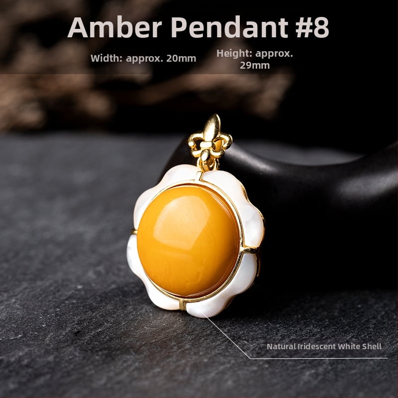 Vėrinys su gintaro pakabuku, geometrinis dizainas, S925 sidabro įdėklas, Xingyu Jewelry, lengvas prabangos stilius