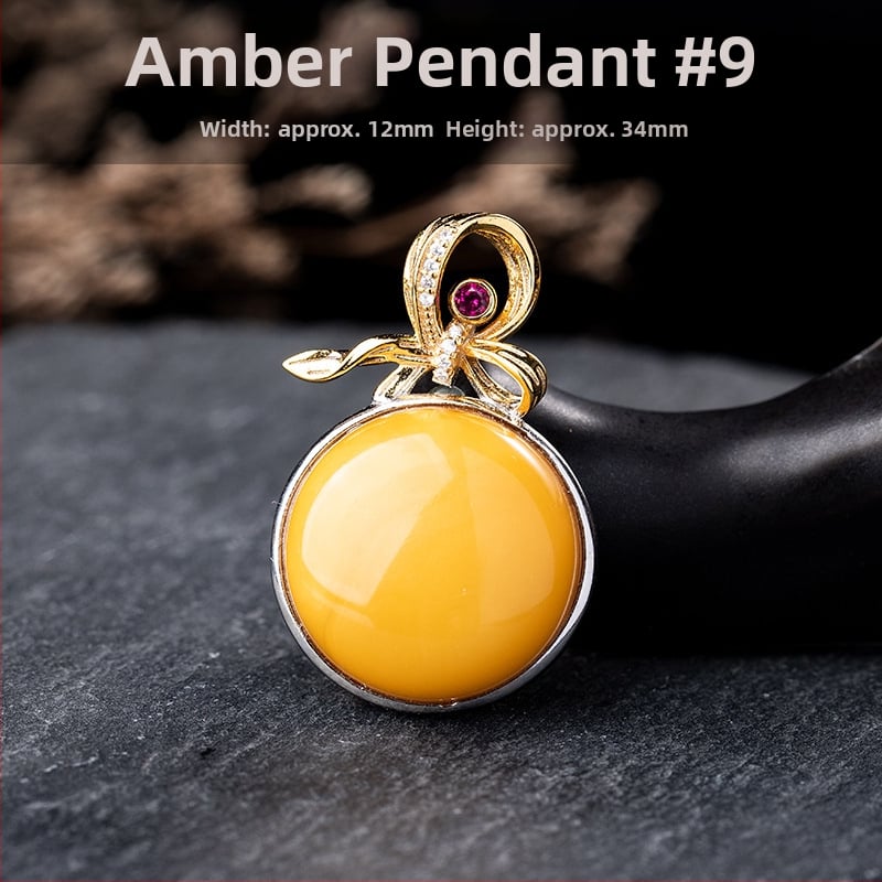Vėrinys su gintaro pakabuku, geometrinis dizainas, S925 sidabro įdėklas, Xingyu Jewelry, lengvas prabangos stilius