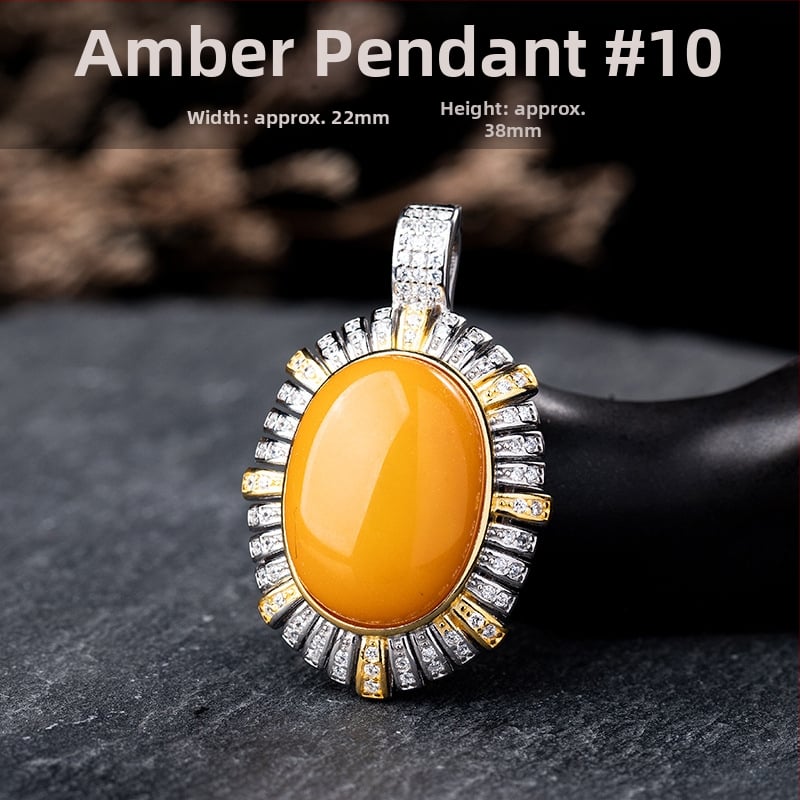 Vėrinys su gintaro pakabuku, geometrinis dizainas, S925 sidabro įdėklas, Xingyu Jewelry, lengvas prabangos stilius