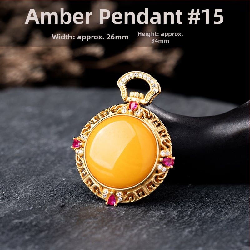 Vėrinys su gintaro pakabuku, geometrinis dizainas, S925 sidabro įdėklas, Xingyu Jewelry, lengvas prabangos stilius