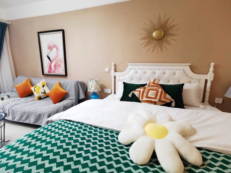 Nordijskog stila žuto-siva rebrasta pletiva deka za kauč, krevet i hotelsku dekoraciju