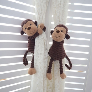 Mediniai užuolaidų raišteliai – dryžuoto miško gyvūnų motyvas, modernus minimalistinis stilius, pora